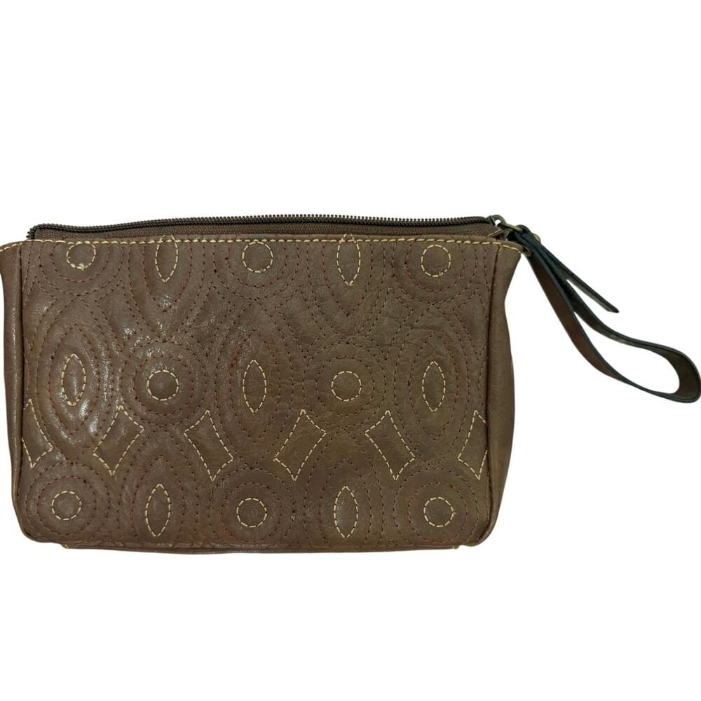Y2K Axcess by Liz Claiborne Brown Wristlet with Cottagecore Floral Lining